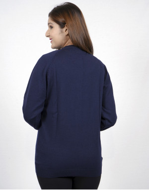 Womens Pure wool  Light weight Sweater Full Button Navy